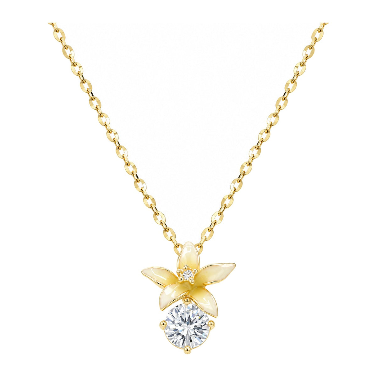 Amba Plumeria Solitaire Necklace