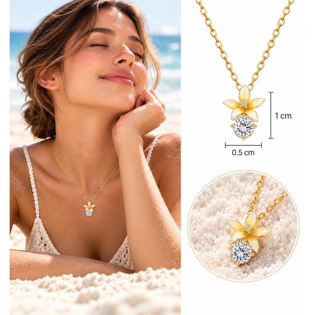 Amba Plumeria Solitaire Necklace