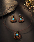 Lovebirds oxidised pendant and earring set