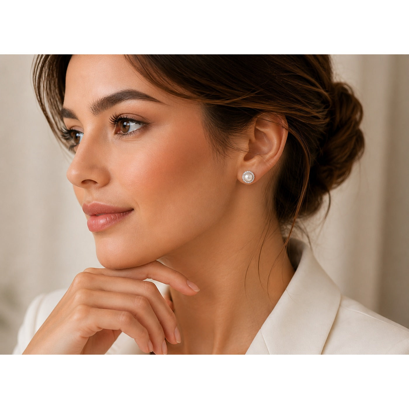 Moti Pearl Halo Stud Earrings